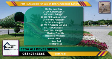 Residential Plot for Sale in Bahria Orchard, Lahore - (BP-87092)