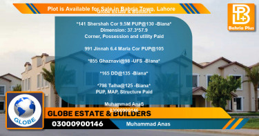 Residential Plot for Sale in Bahria Town, Lahore - (BP-87096)