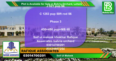 Residential Plot for Sale in Phase 2 - J Block -  Bahria Orchard, Lahore - (BP-87105)