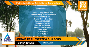 Commercial Plot for Sale in Bahria Town, Lahore - (BP-87125)