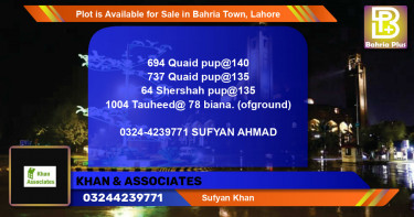 Residential Plot for Sale in Bahria Town, Lahore - (BP-87153)