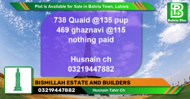 Residential Plot for Sale in Bahria Town, Lahore - (BP-87156)