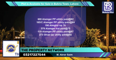 Residential Plot for Sale in Bahria Town, Lahore - (BP-87178)