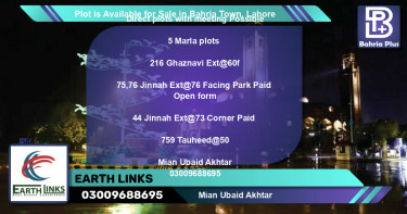 Residential Plot for Sale in Bahria Town, Lahore - (BP-87179)