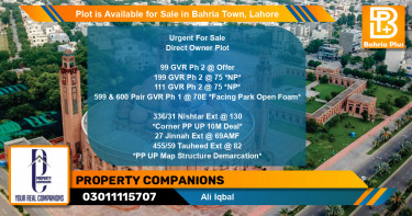 Residential Plot for Sale in Bahria Town, Lahore - (BP-87221)