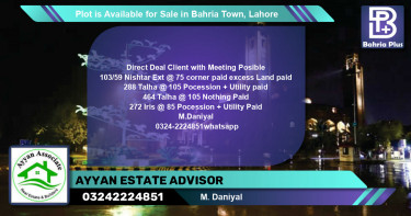 Residential Plot for Sale in Bahria Town, Lahore - (BP-87279)