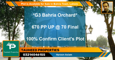 Residential Plot for Sale in Bahria Town, Lahore - (BP-87373)