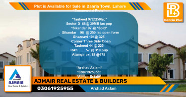Commercial Plot for Sale in Bahria Town, Lahore - (BP-87400)
