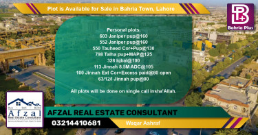 Residential Plot for Sale in Bahria Town, Lahore - (BP-87404)