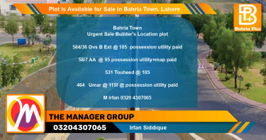 Residential Plot for Sale in Bahria Town, Lahore - (BP-87411)
