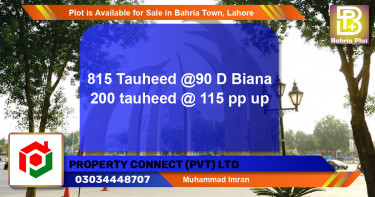 Residential Plot for Sale in Bahria Town, Lahore - (BP-87435)