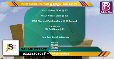 Residential Plot for Sale in Bahria Town, Lahore - (BP-87466)