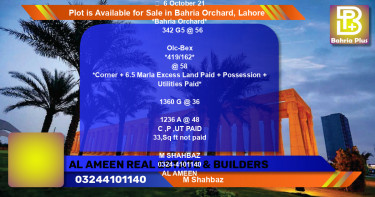 Residential Plot for Sale in Bahria Orchard, Lahore - (BP-87471)