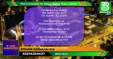 Residential Plot for Sale in Bahria Town, Lahore - (BP-87472)