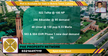 Residential Plot for Sale in Bahria Town, Lahore - (BP-87541)