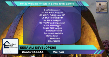 Residential Plot for Sale in Bahria Town, Lahore - (BP-87554)