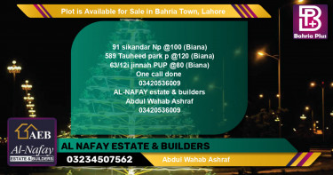 Residential Plot for Sale in Bahria Town, Lahore - (BP-87560)
