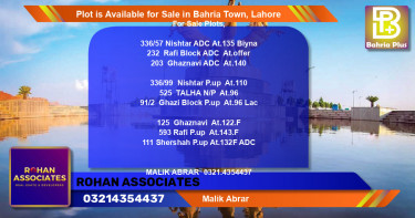 Residential Plot for Sale in Bahria Town, Lahore - (BP-87564)