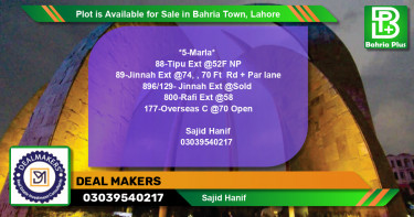 Residential Plot for Sale in Bahria Town, Lahore - (BP-87587)