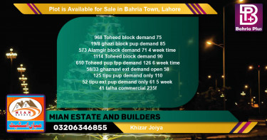 Commercial Plot for Sale in Bahria Town, Lahore - (BP-87594)