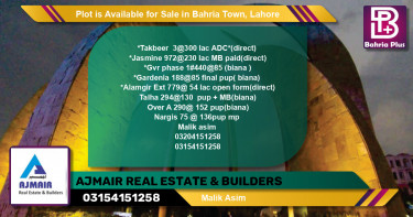 Residential Plot for Sale in Bahria Town, Lahore - (BP-87604)