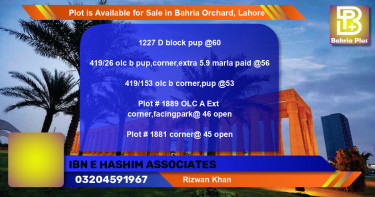 Residential Plot for Sale in Bahria Orchard, Lahore - (BP-87608)