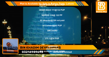 Residential Plot for Sale in Bahria Town, Lahore - (BP-87609)