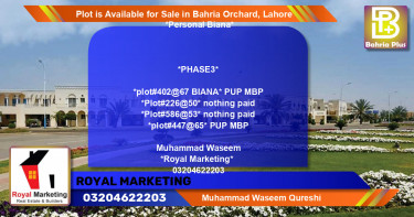 Residential Plot for Sale in Bahria Orchard, Lahore - (BP-87677)