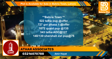 Residential Plot for Sale in Bahria Town, Lahore - (BP-87695)