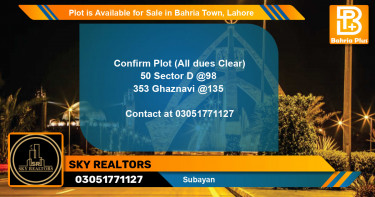 Residential Plot for Sale in Bahria Town, Lahore - (BP-87756)
