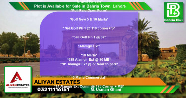 Commercial Plot for Sale in Bahria Town, Lahore - (BP-87842)