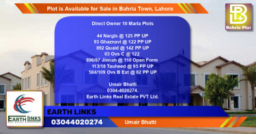Residential Plot for Sale in Bahria Town, Lahore - (BP-87853)