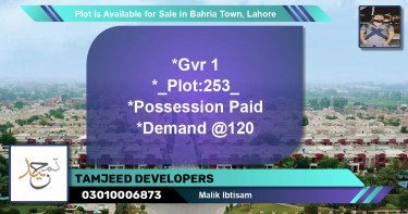 Residential Plot for Sale in Bahria Town, Lahore - (BP-87949)