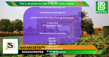 Residential Plot for Sale in Bahria Town, Lahore - (BP-87953)