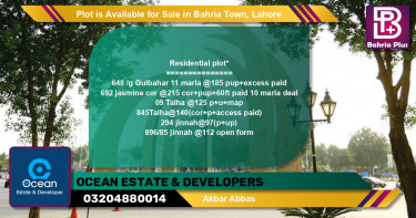Residential Plot for Sale in Bahria Town, Lahore - (BP-87963)