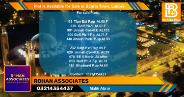 Residential Plot for Sale in Bahria Town, Lahore - (BP-88026)