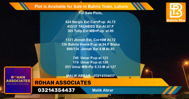 Residential Plot for Sale in Bahria Town, Lahore - (BP-88027)