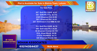 Residential Plot for Sale in Bahria Town, Lahore - (BP-88030)