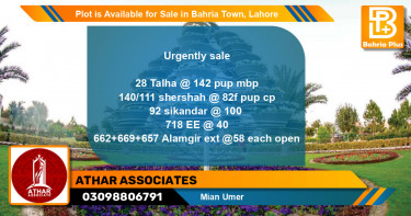 Residential Plot for Sale in Bahria Town, Lahore - (BP-88065)