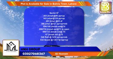 Residential Plot for Sale in Bahria Town, Lahore - (BP-88099)