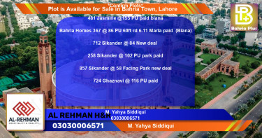 Residential Plot for Sale in Bahria Town, Lahore - (BP-88102)