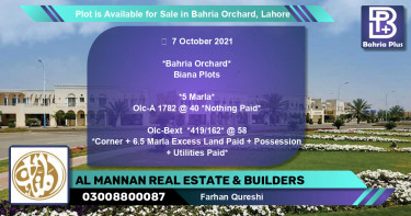 Residential Plot for Sale in Bahria Orchard, Lahore - (BP-88119)
