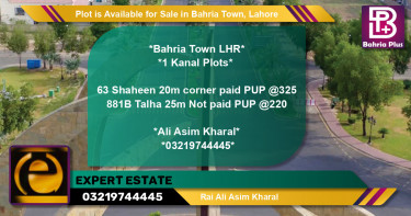 Residential Plot for Sale in Bahria Town, Lahore - (BP-88127)