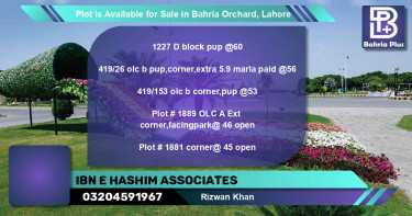 Residential Plot for Sale in Bahria Orchard, Lahore - (BP-88231)