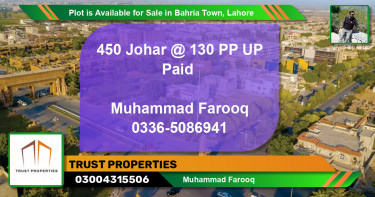 Residential Plot for Sale in Bahria Town, Lahore - (BP-88298)