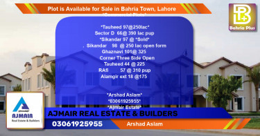 Commercial Plot for Sale in Bahria Town, Lahore - (BP-88389)