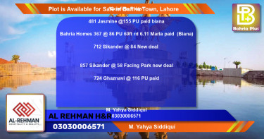Residential Plot for Sale in Bahria Town, Lahore - (BP-88412)