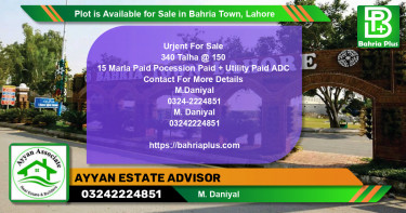 Residential Plot for Sale in Bahria Town, Lahore - (BP-88528)