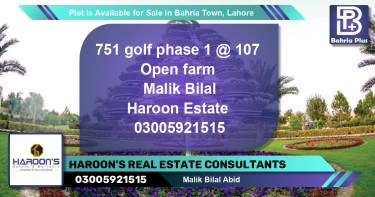 Residential Plot for Sale in Bahria Town, Lahore - (BP-88536)