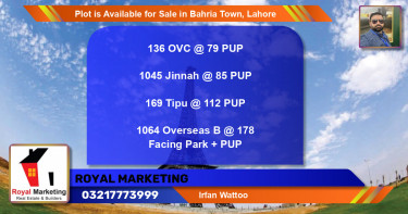 Residential Plot for Sale in Bahria Town, Lahore - (BP-88542)